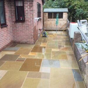 Rippon Sawn & Honed Sandstone as a finished patio wet